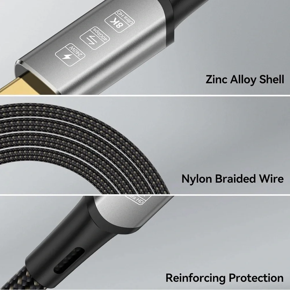3.3ft USB4 cable, 8k Display / 40Gbps Data Transfer / 240w Power Delivery